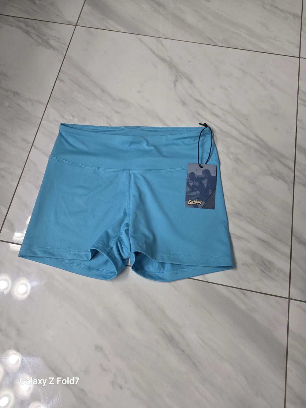 Light Aqua Women’s Bike Shorts with High Waist